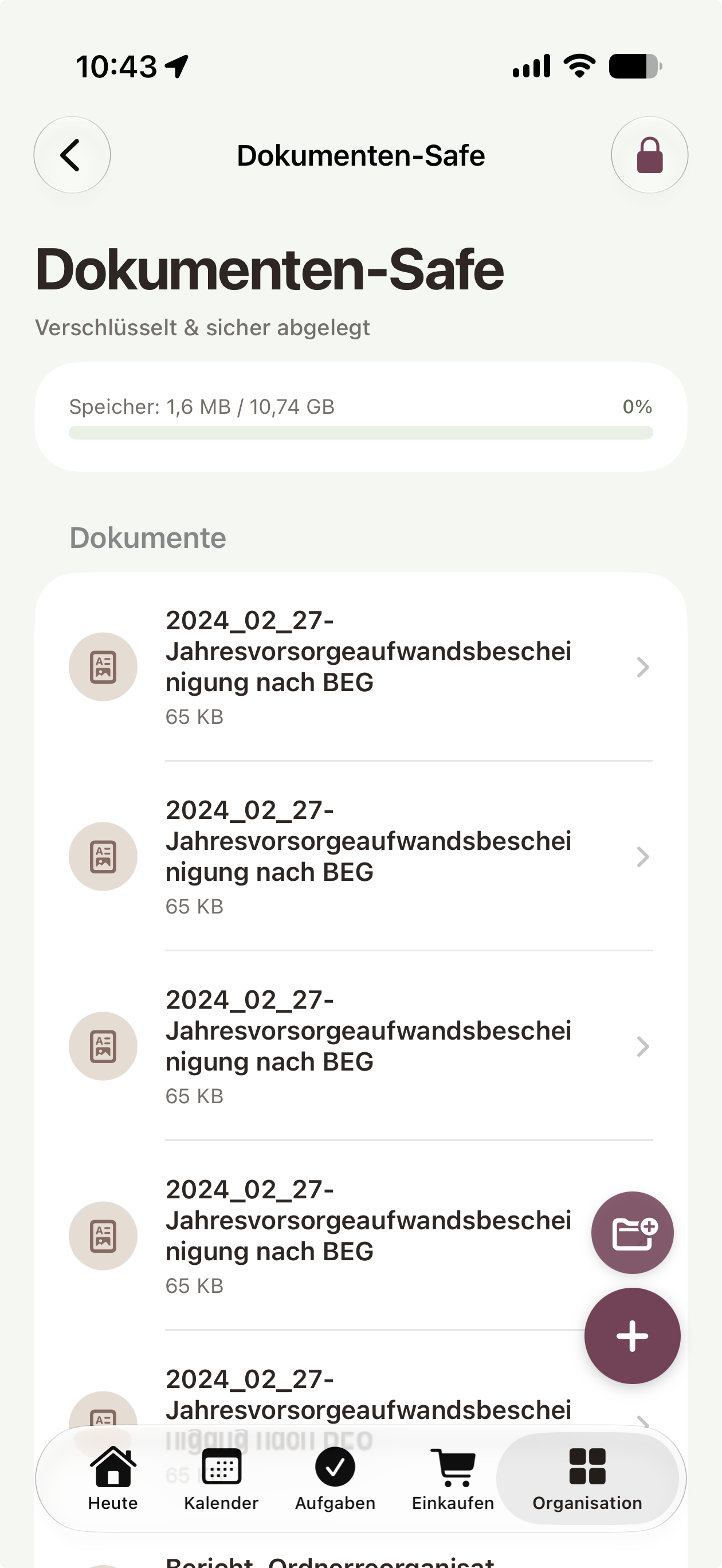 Verschlüsselter Dokumenten-Safe für Ausweise und Zeugnisse