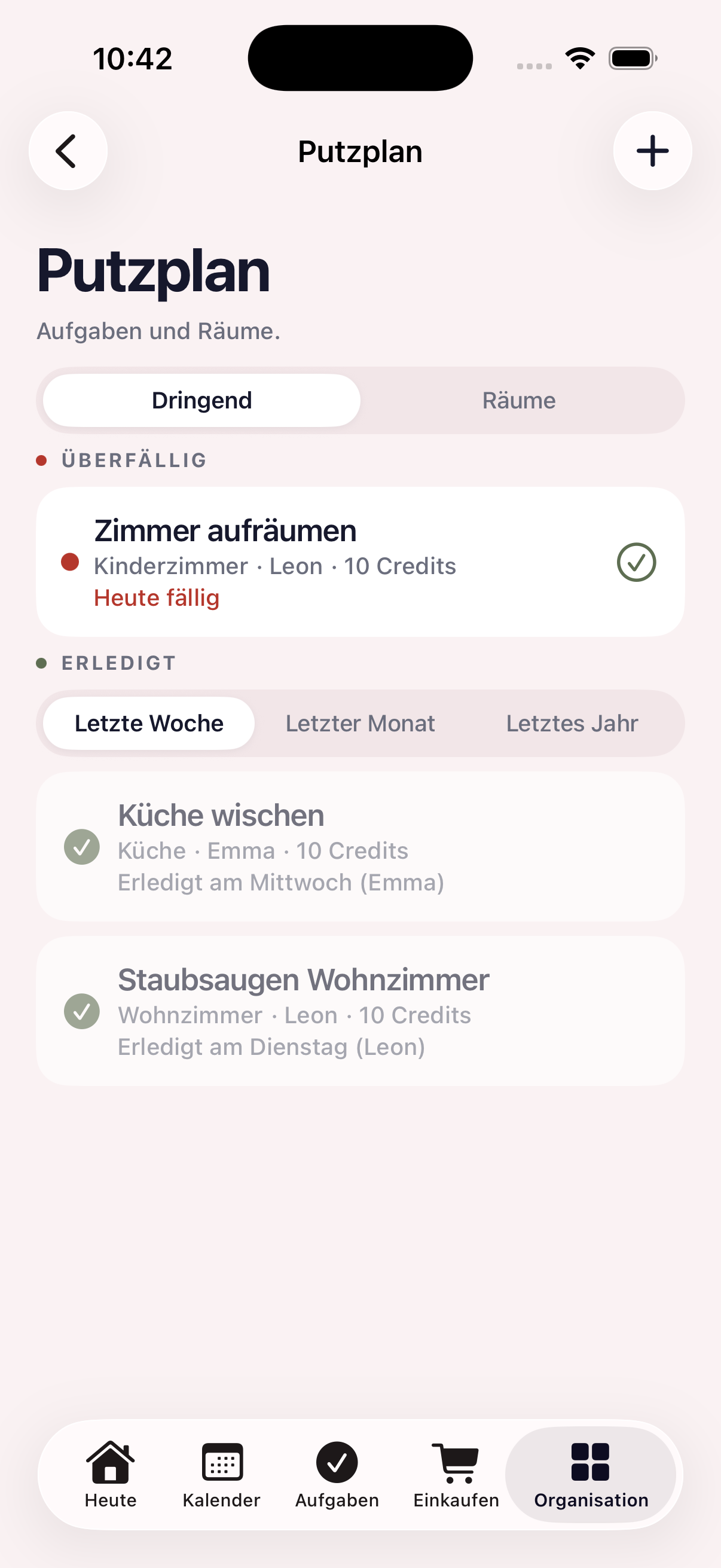 Putzplan mit Rotation und Zuständigkeiten in der Familie
